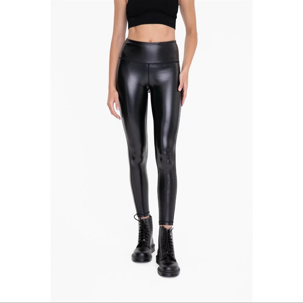 Black High-Waisted Faux Leather Leggings